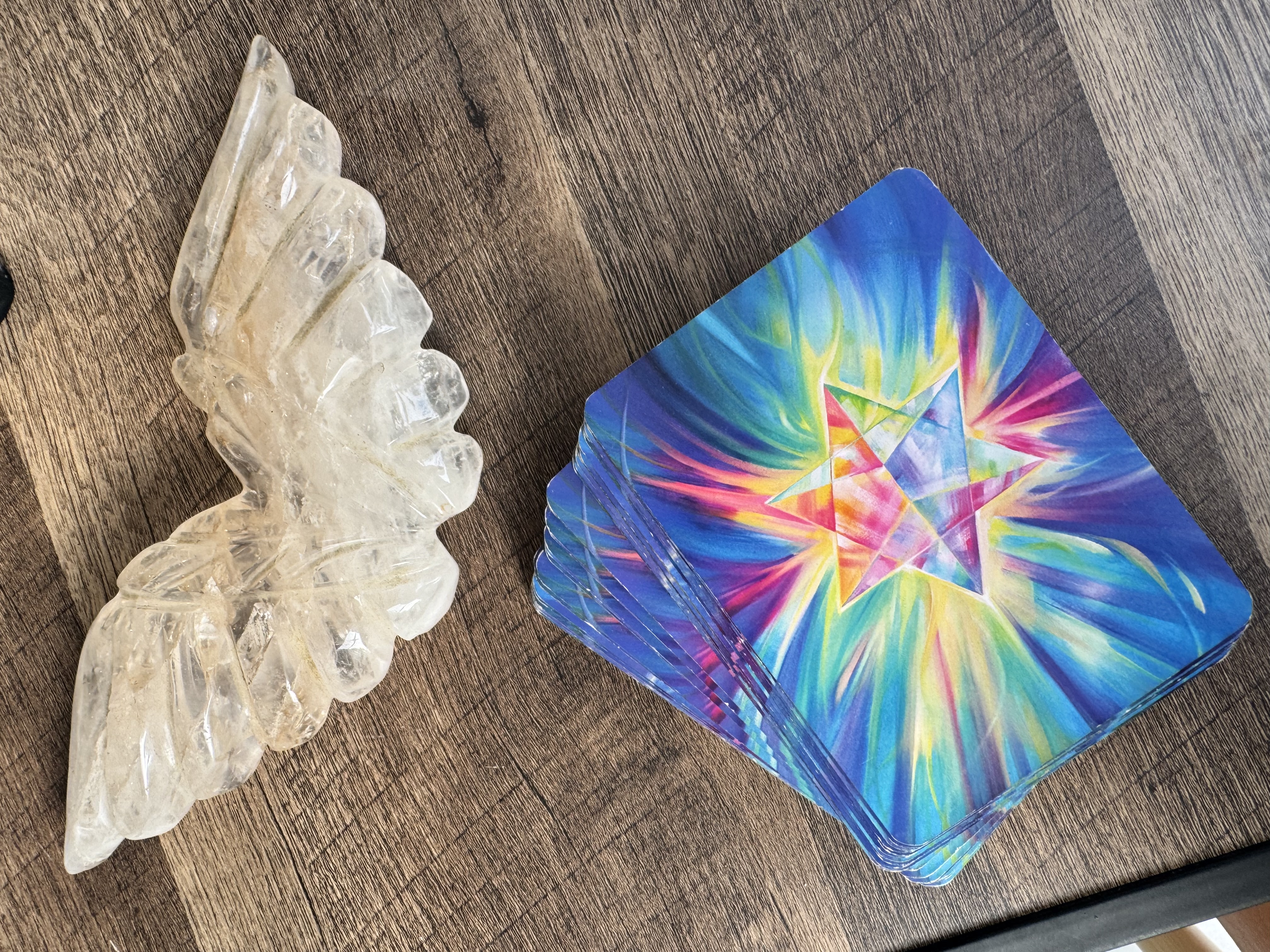 Crystal wings and oracle cards